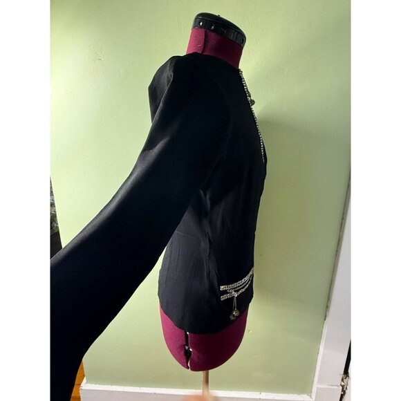 Vintage 1930s Black Crepe Top Blouse Rhinestone Embellished Size S - Picture 15 of 16